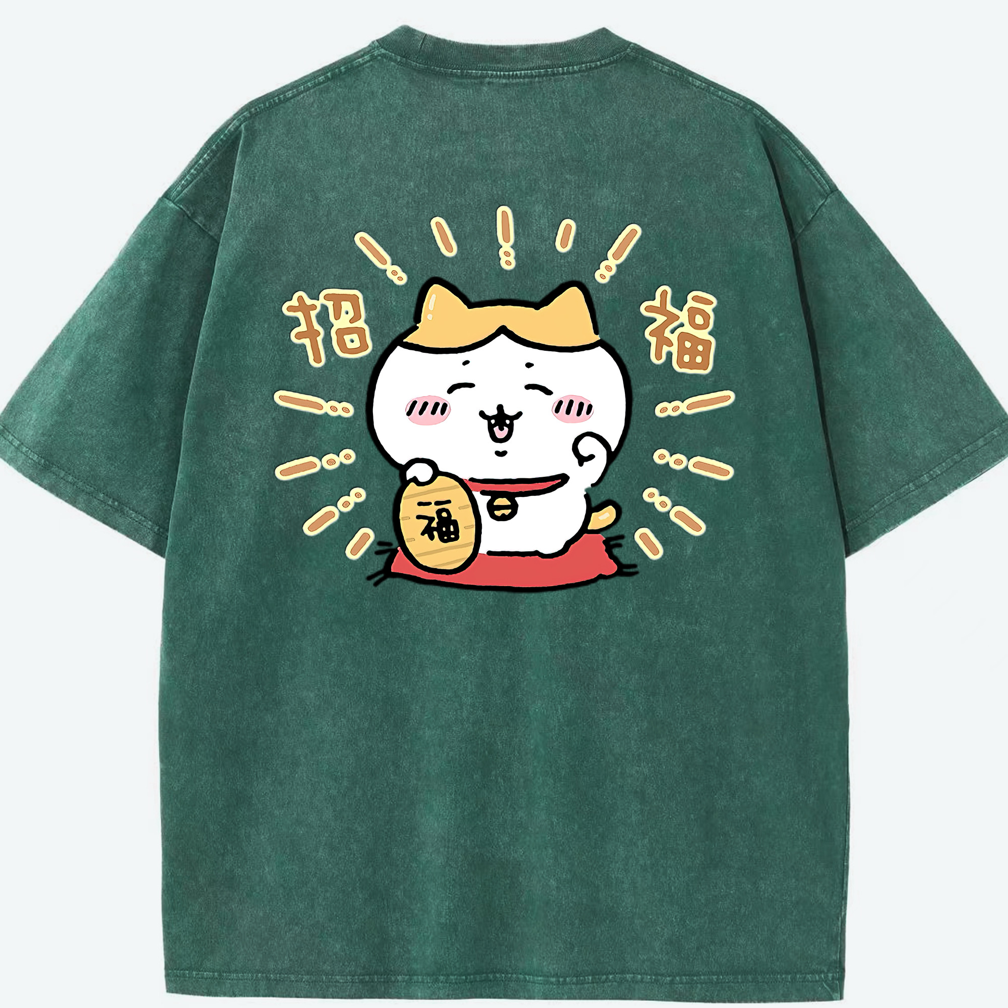 （画像用） ちいかわ ハチワレ Chii-kawa hachiware 綿100% ヴィンテージ風 半袖Tシャツ（背面プリント）